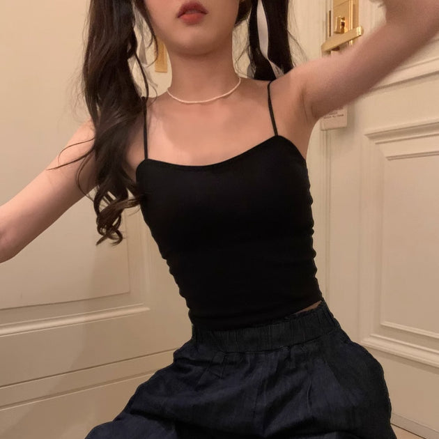 SOLID BASIC CROP TOP - Aumori