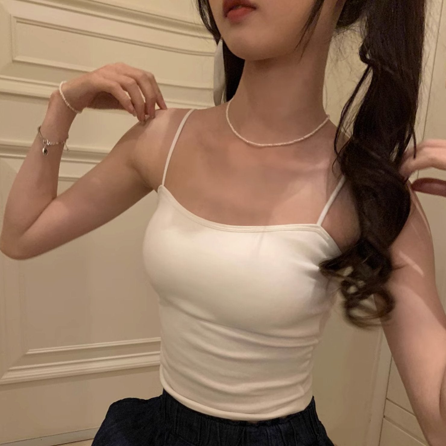SOLID BASIC CROP TOP - Aumori