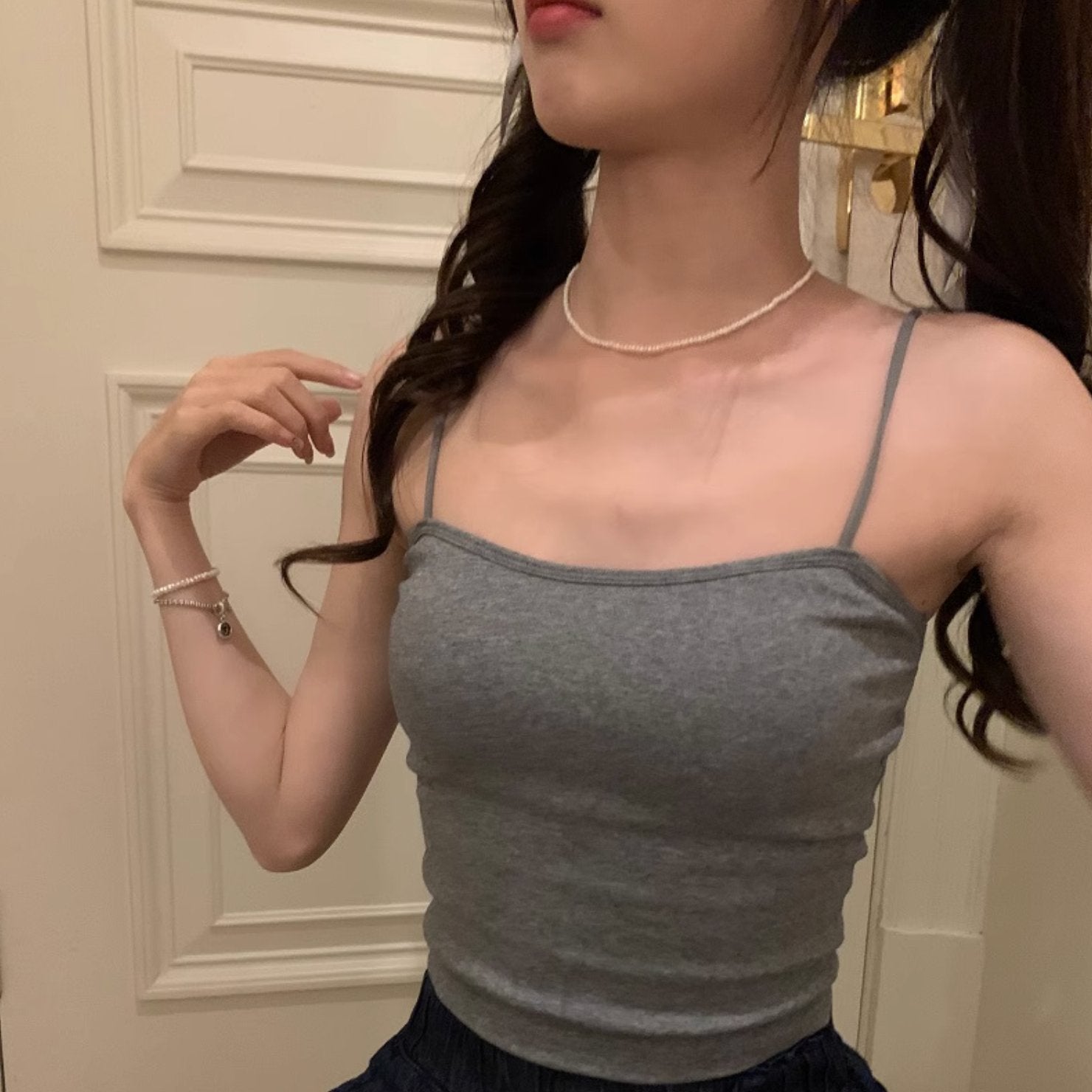 SOLID BASIC CROP TOP - Aumori