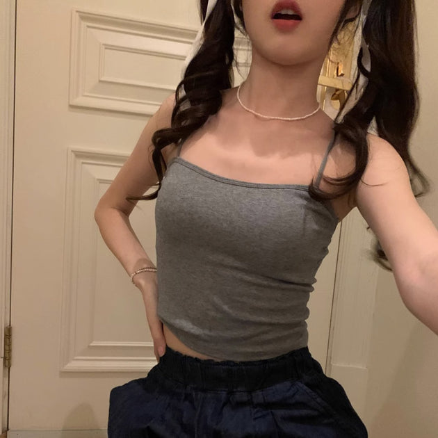 SOLID BASIC CROP TOP - Aumori
