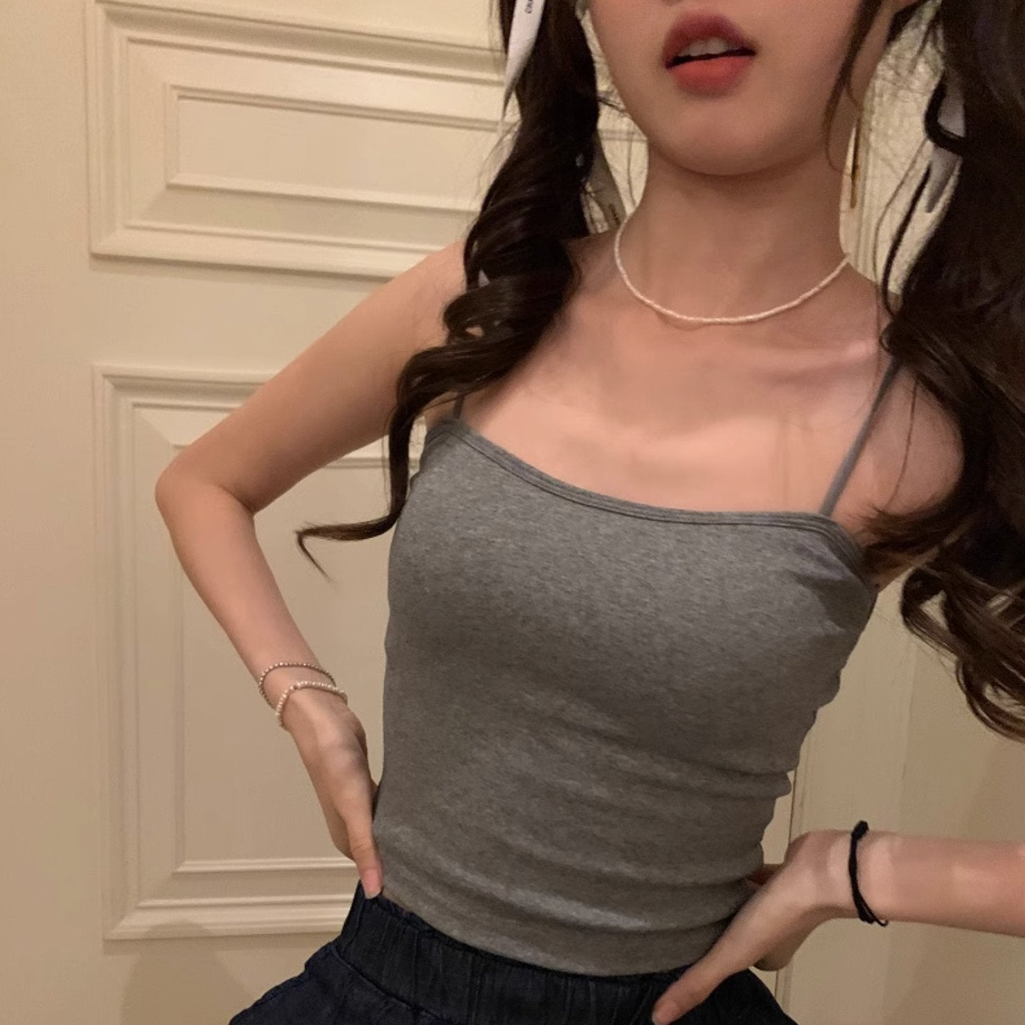 SOLID BASIC CROP TOP - Aumori