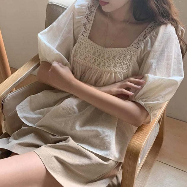 SQUARE NECK RIB TOP - Aumori