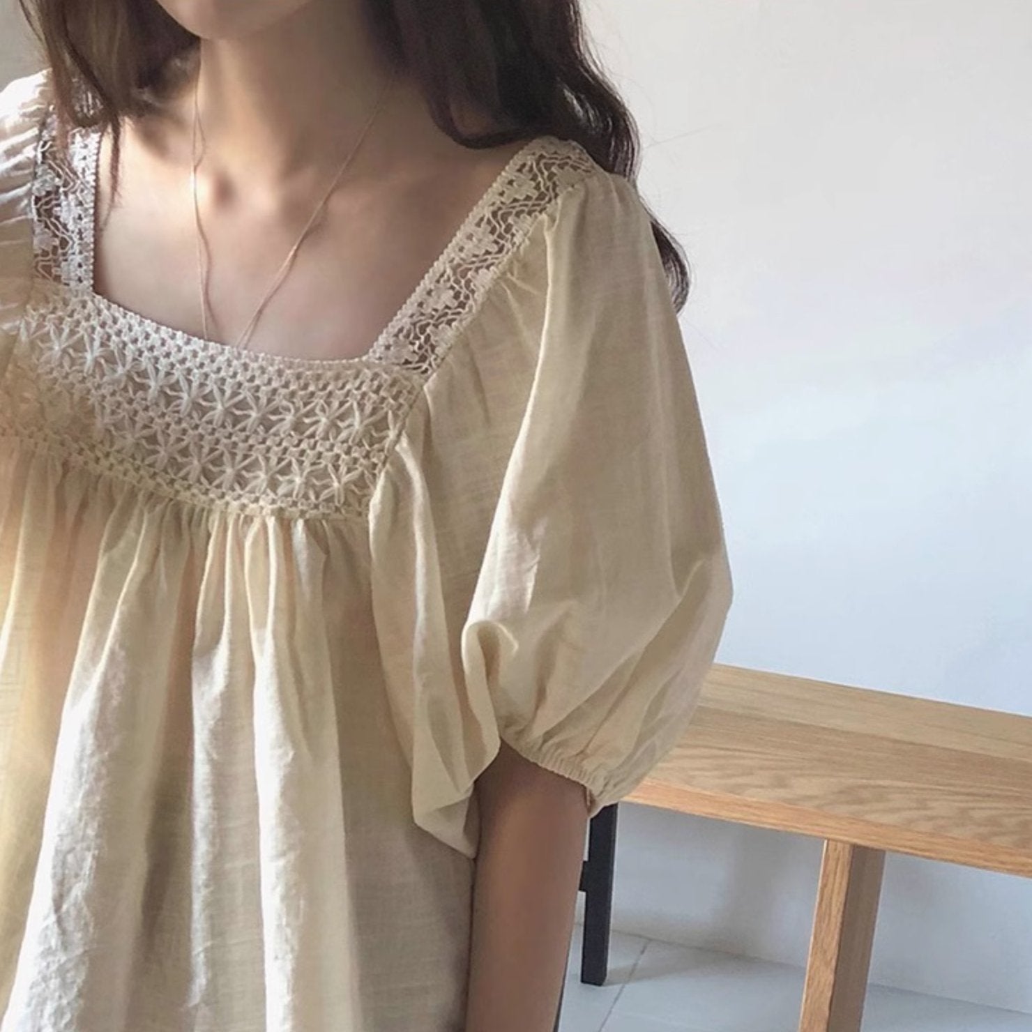 SQUARE NECK RIB TOP - Aumori