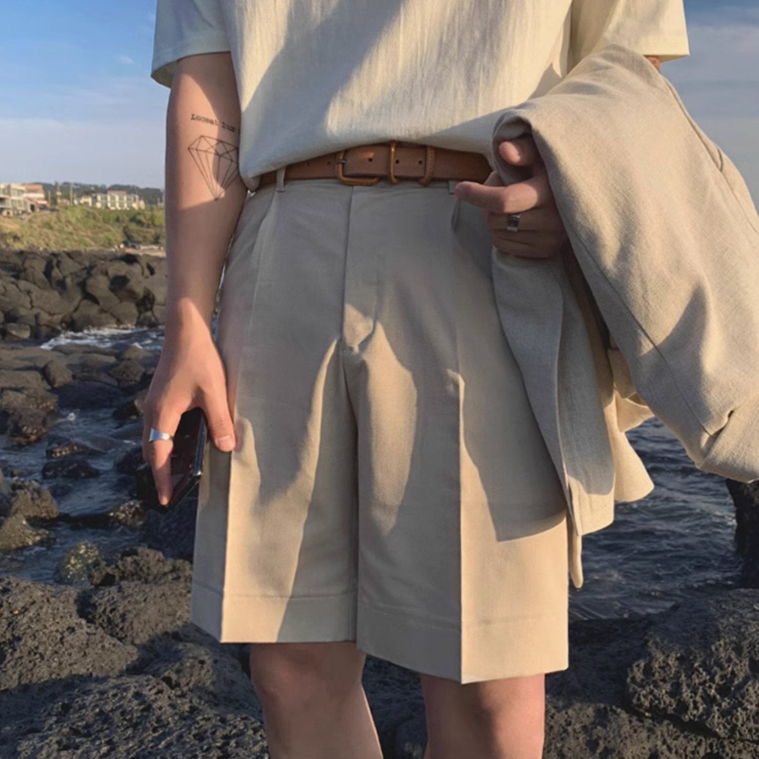 STRAIGHT COTTON SHORTS - Aumori