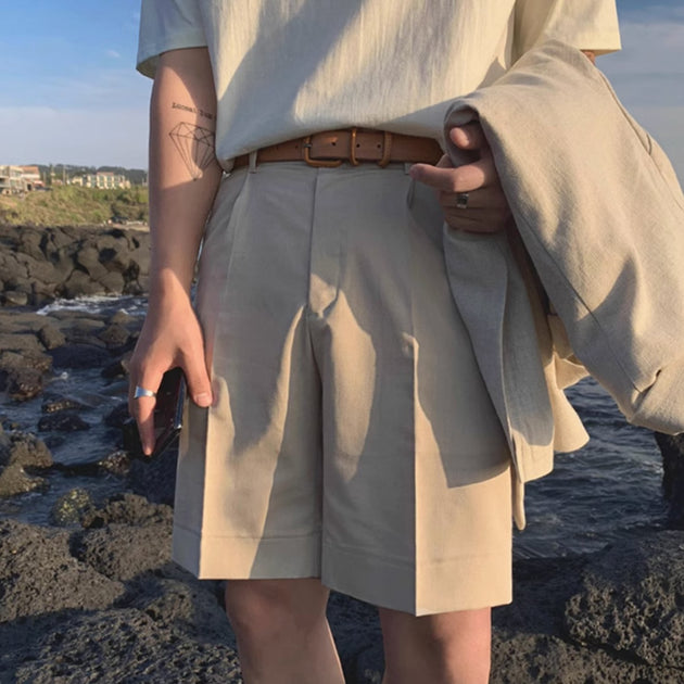 STRAIGHT COTTON SHORTS - Aumori