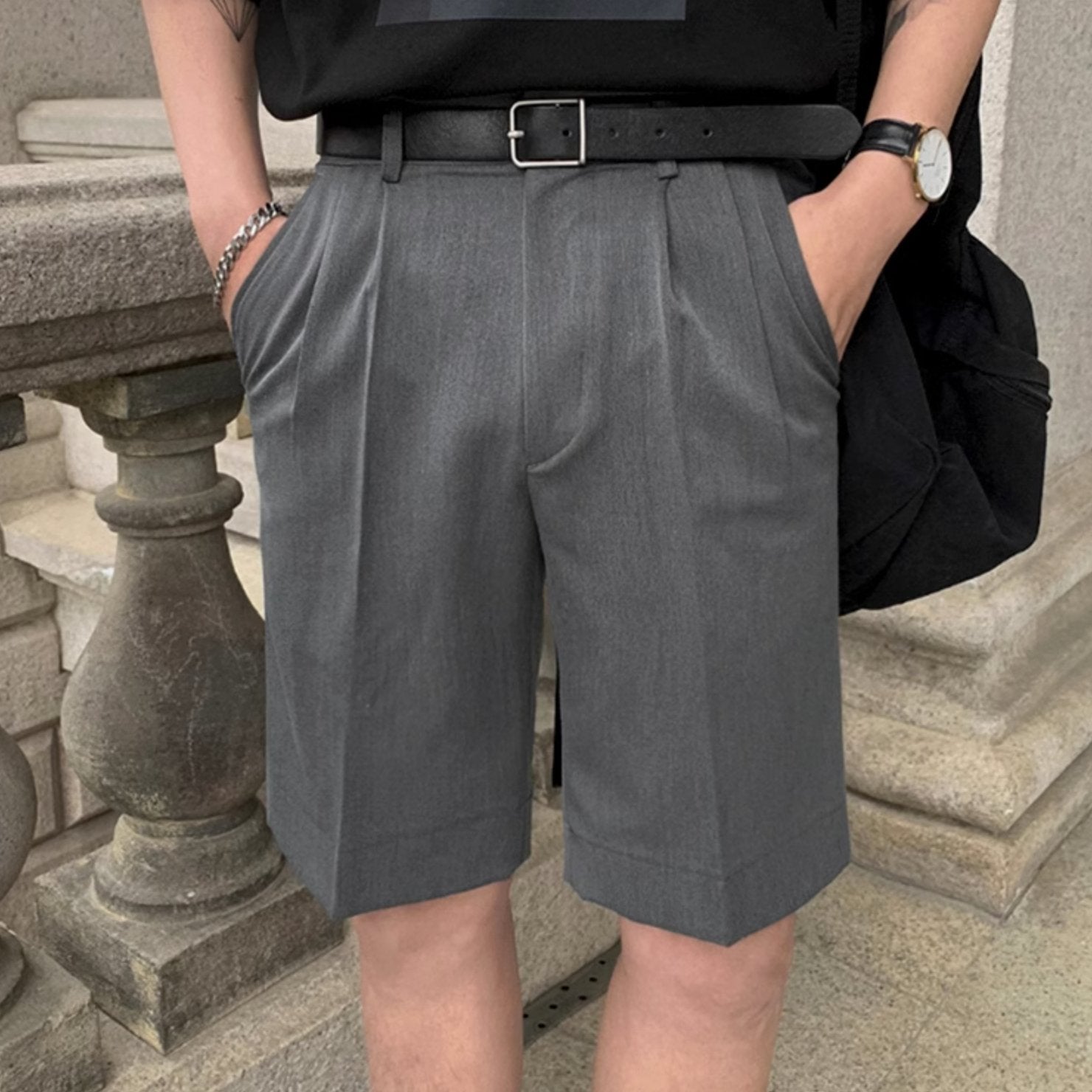 STRAIGHT COTTON SHORTS - Aumori