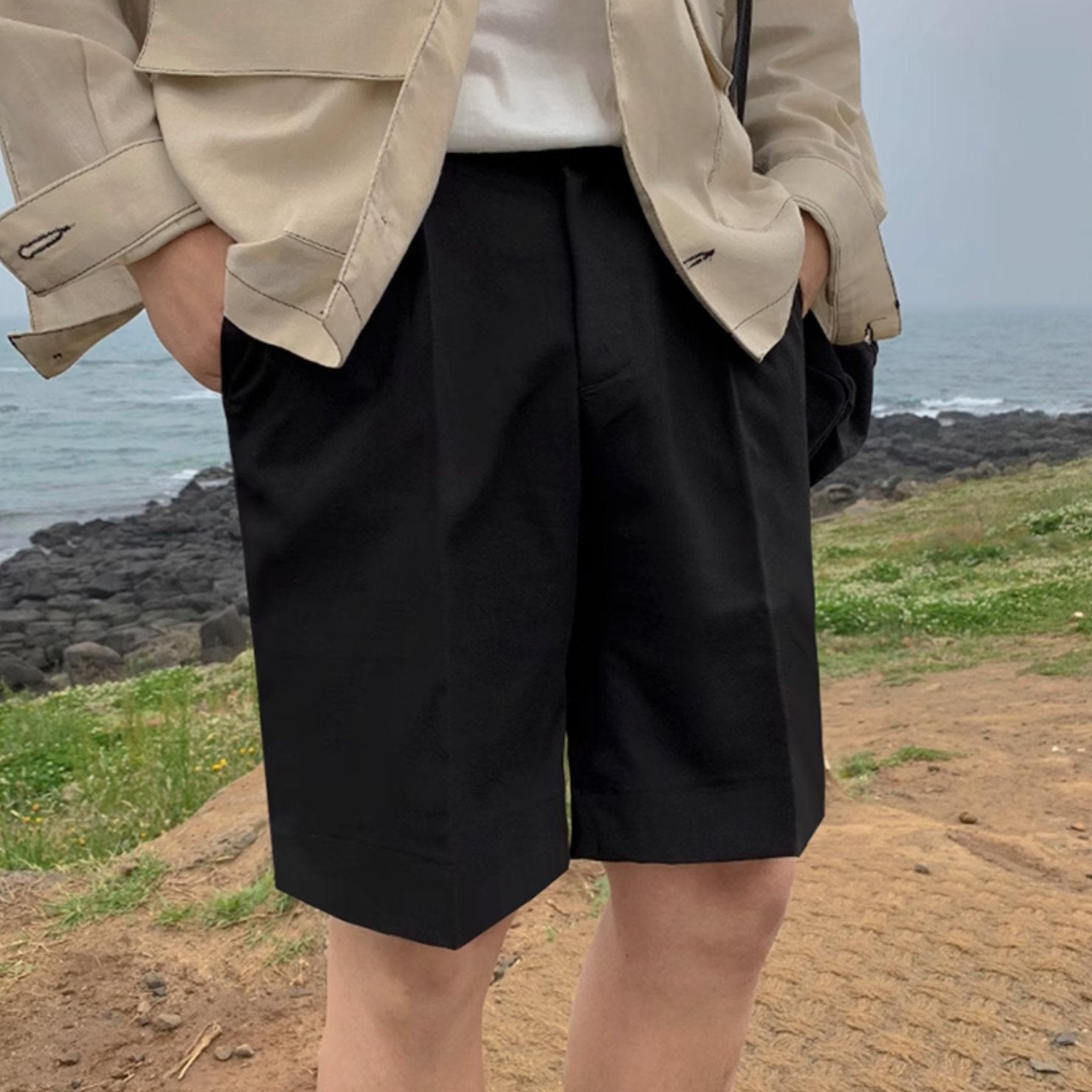 STRAIGHT COTTON SHORTS - Aumori
