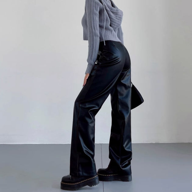 STRAIGHT LEATHER PANTS - Aumori