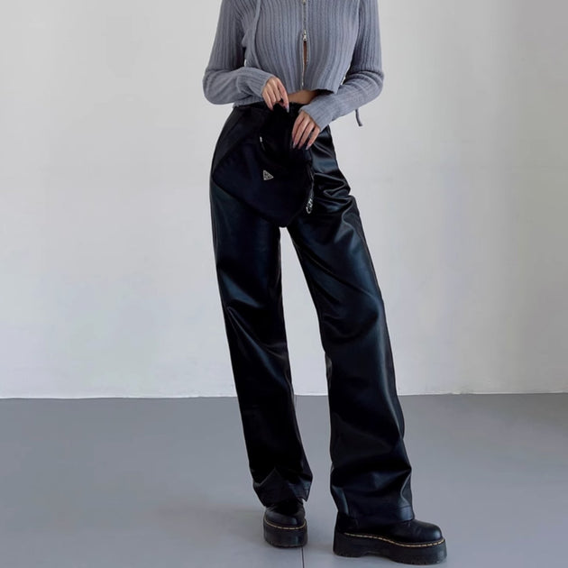 STRAIGHT LEATHER PANTS - Aumori