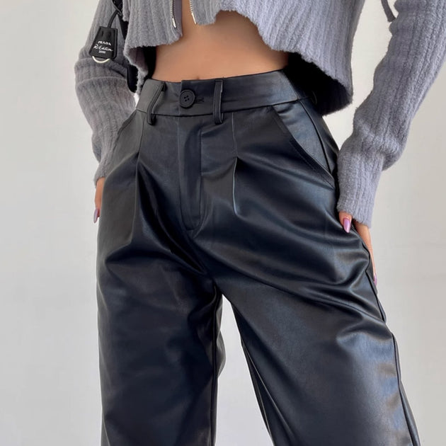 STRAIGHT LEATHER PANTS - Aumori