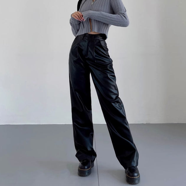 STRAIGHT LEATHER PANTS - Aumori