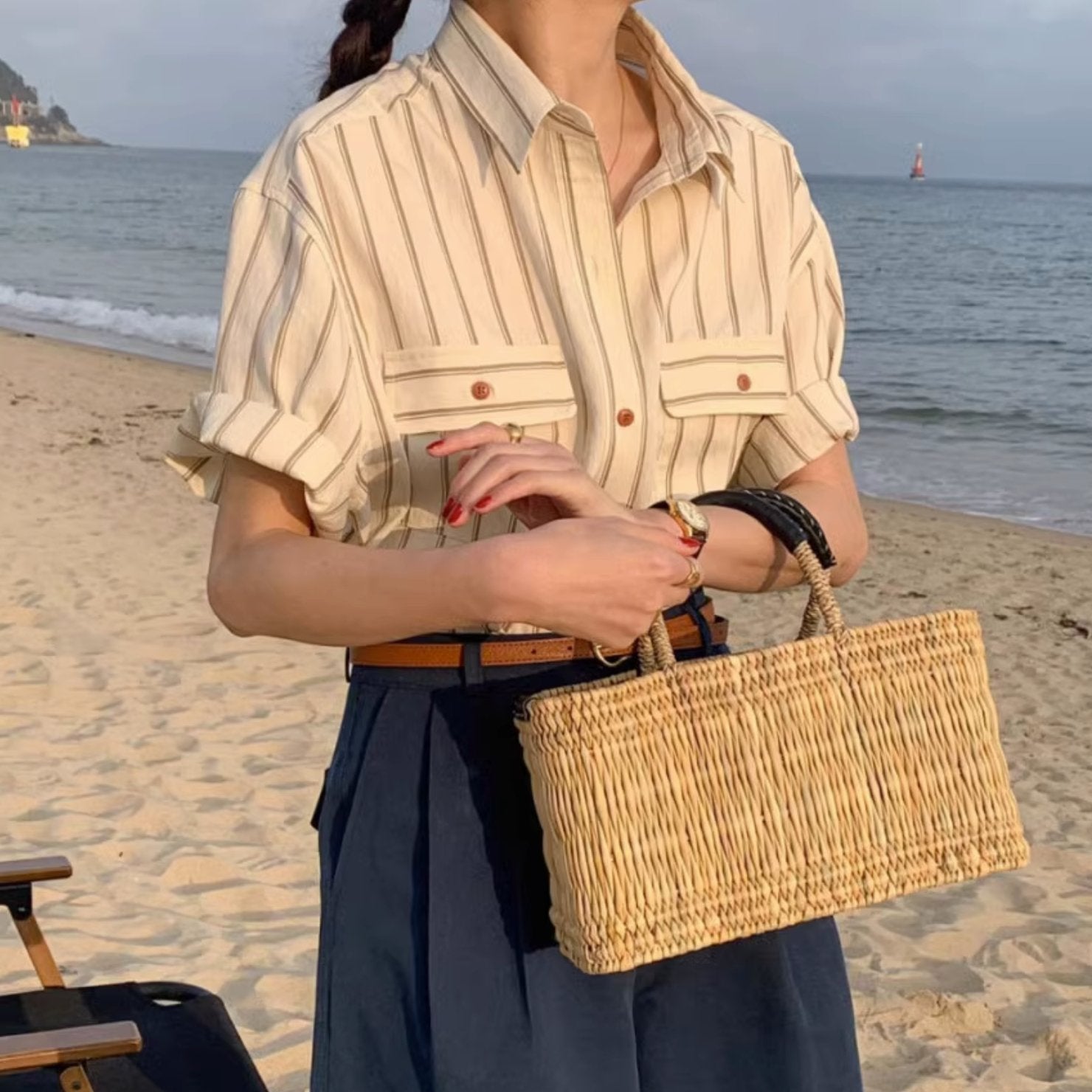 STRIPE SHORT SLEEVE SHIRT - Aumori