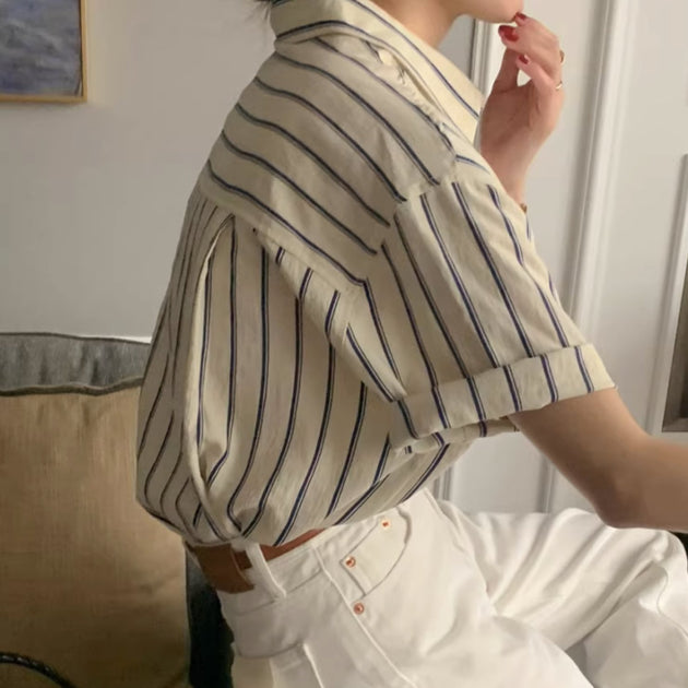STRIPE SHORT SLEEVE SHIRT - Aumori