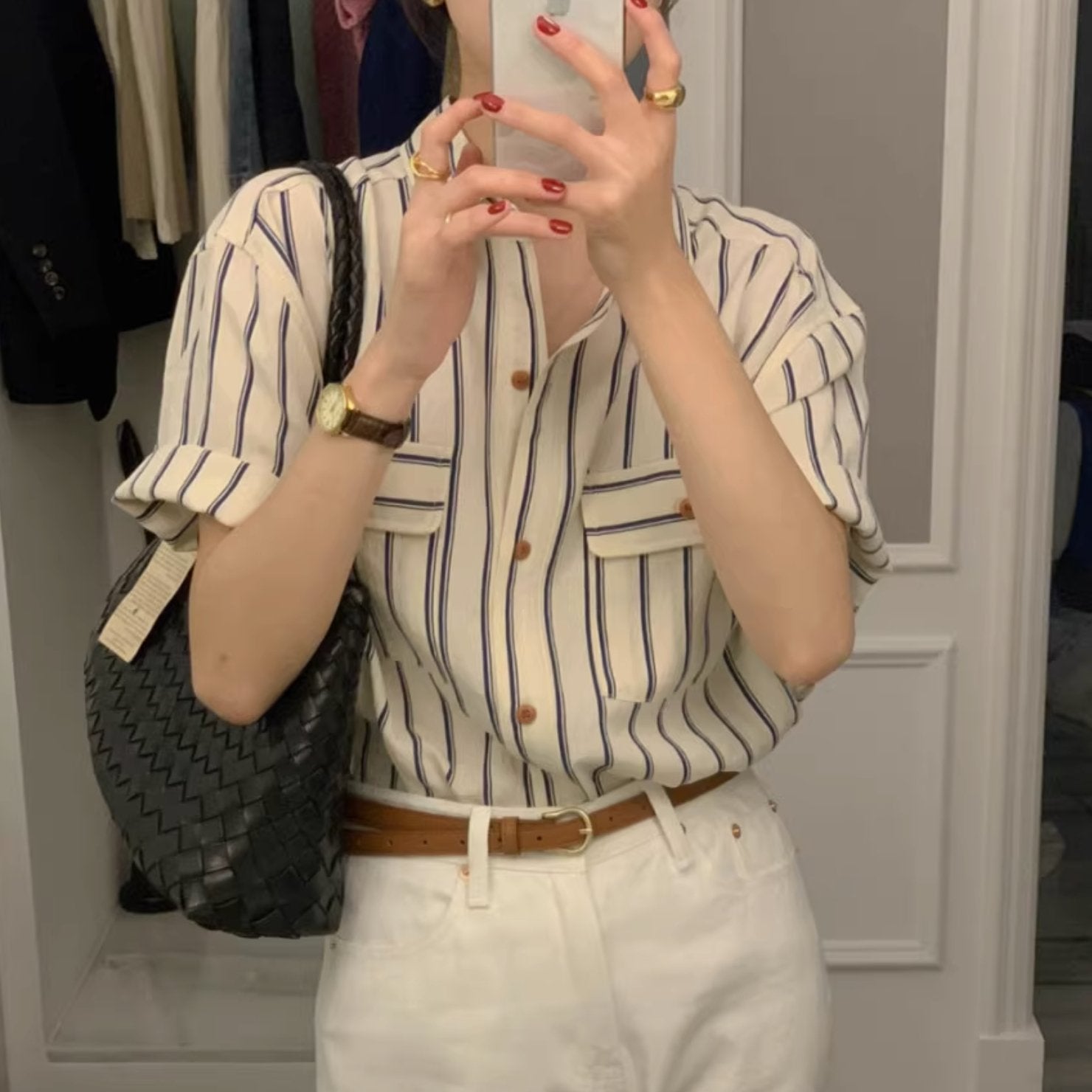 STRIPE SHORT SLEEVE SHIRT - Aumori