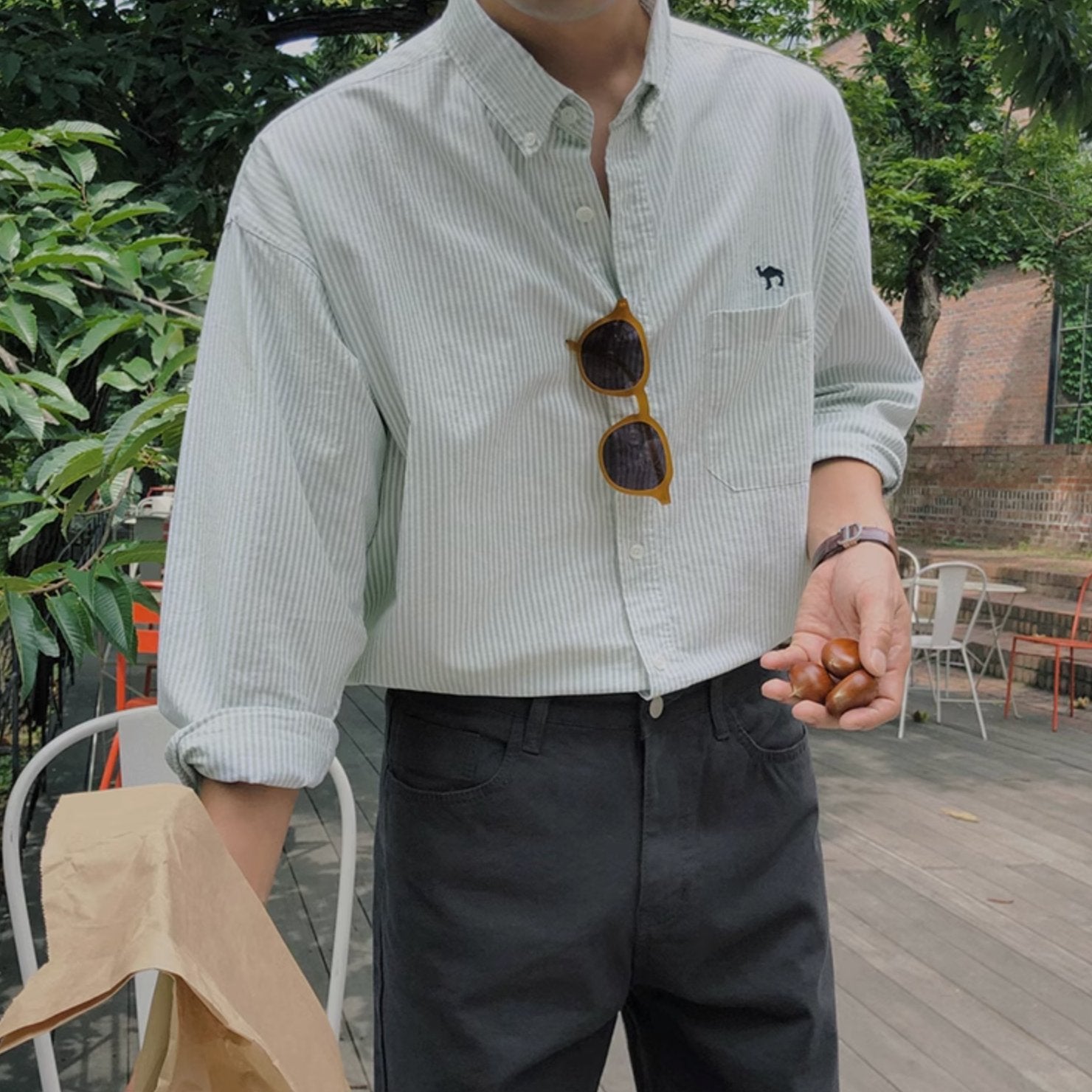 STRIPED CAMEL SHIRT - Aumori