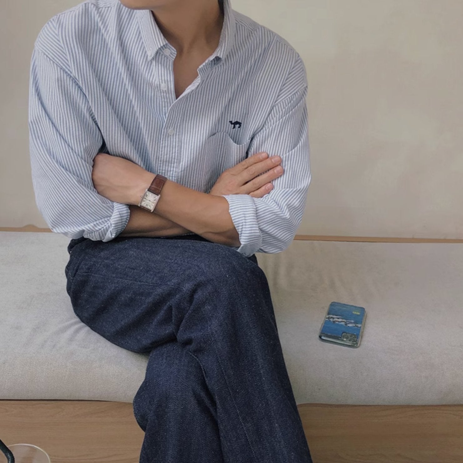 STRIPED CAMEL SHIRT - Aumori