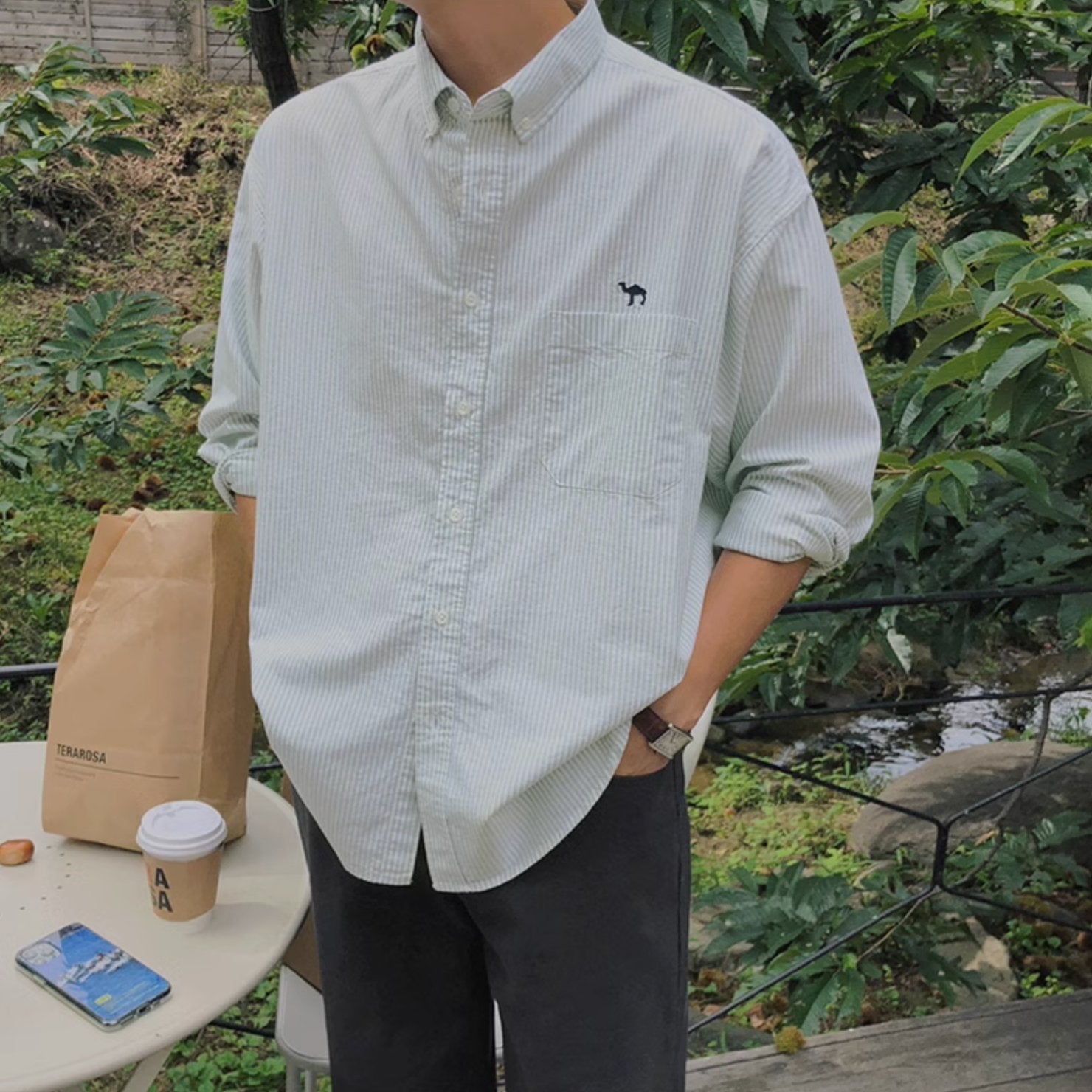 STRIPED CAMEL SHIRT - Aumori