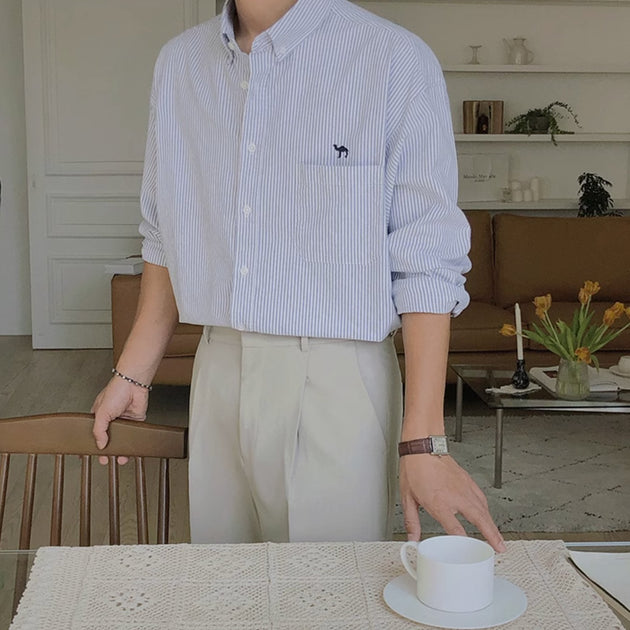 STRIPED CAMEL SHIRT - Aumori
