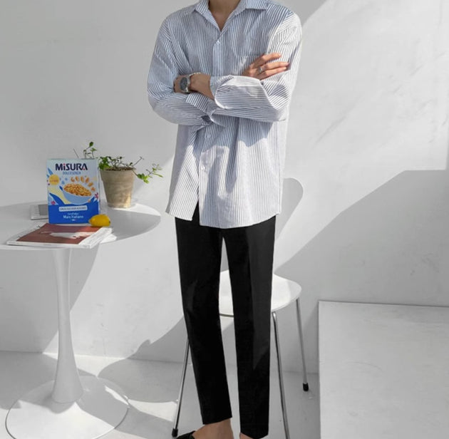 STRIPED COTTON SHIRT - Aumori