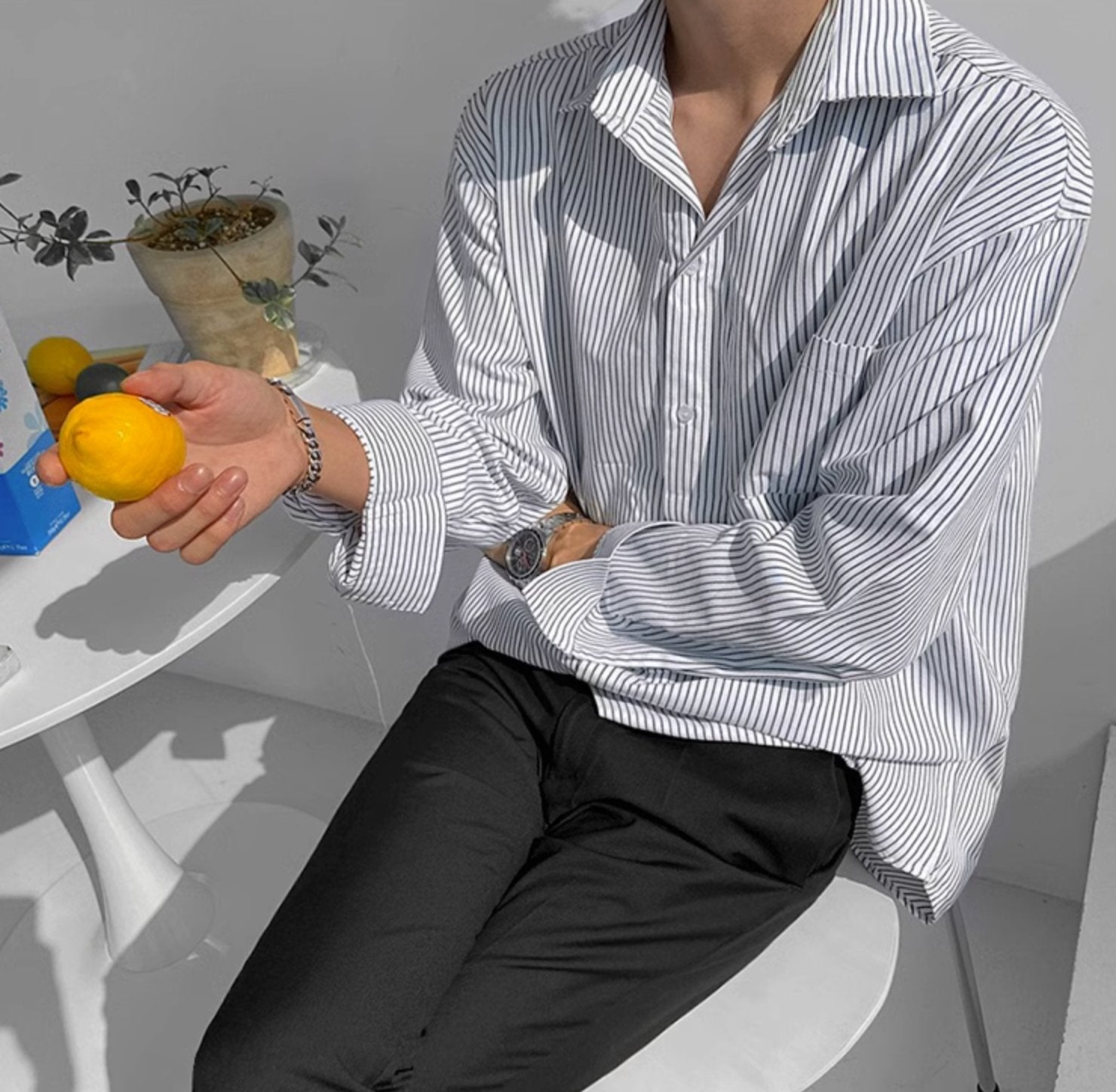 STRIPED COTTON SHIRT - Aumori