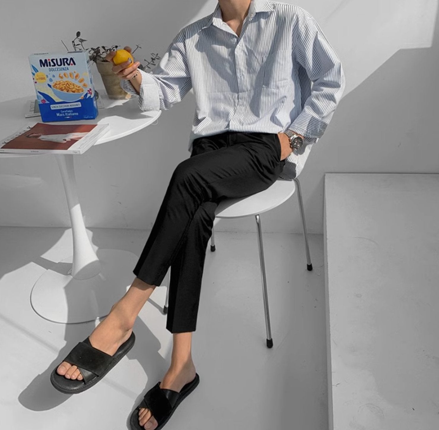 STRIPED COTTON SHIRT - Aumori