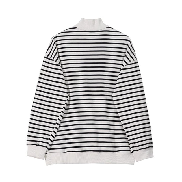 STRIPED HALF ZIP - UP SWEATER - Aumori