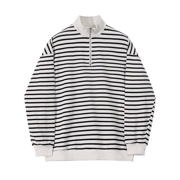 STRIPED HALF ZIP - UP SWEATER - Aumori