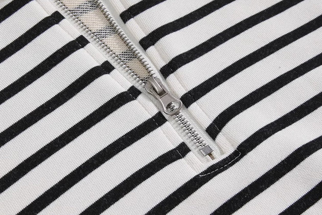 STRIPED HALF ZIP - UP SWEATER - Aumori