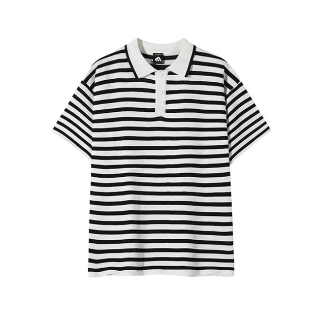 STRIPED SHORT SLEEVE POLO - Aumori