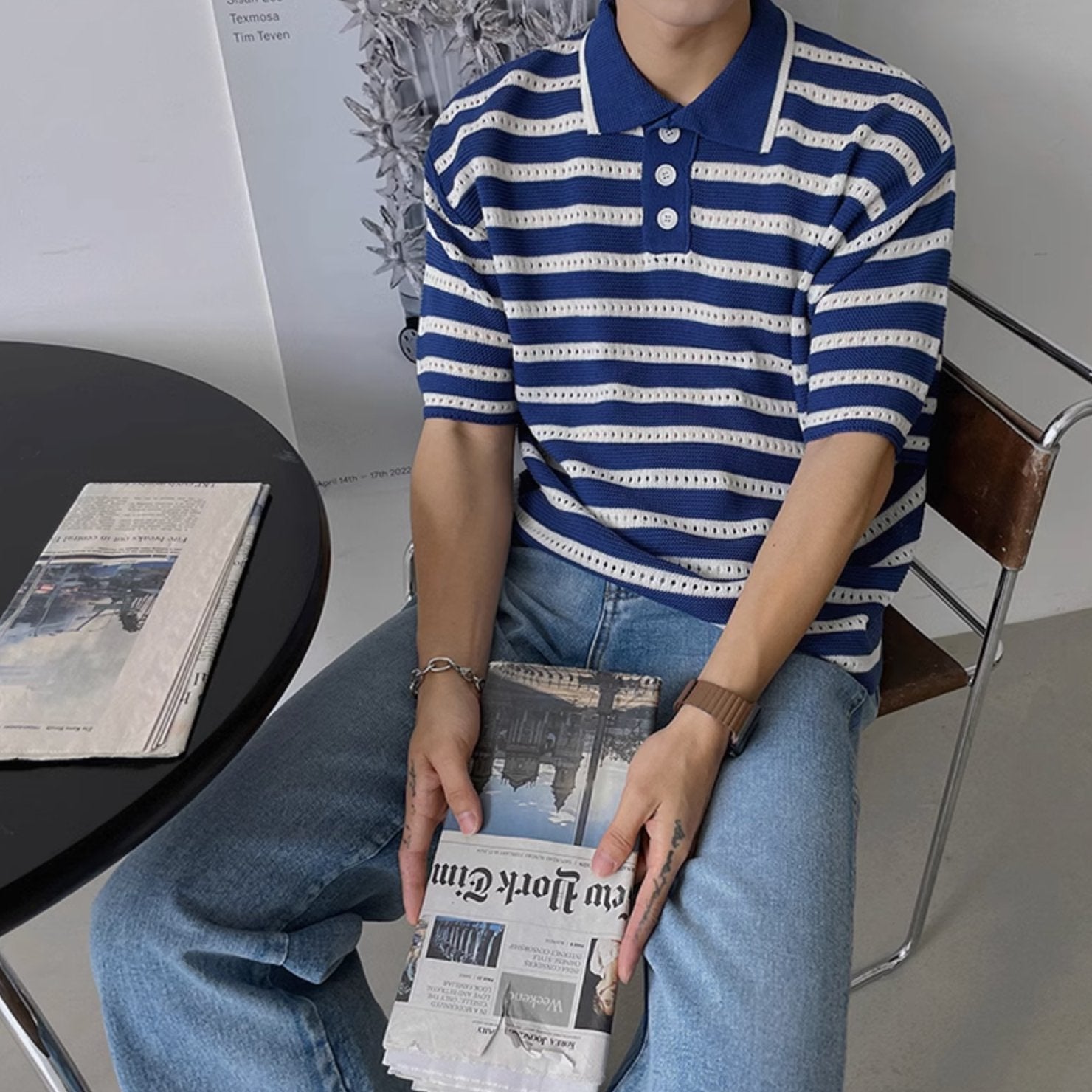 STRIPED SHORT SLEEVE POLO - Aumori