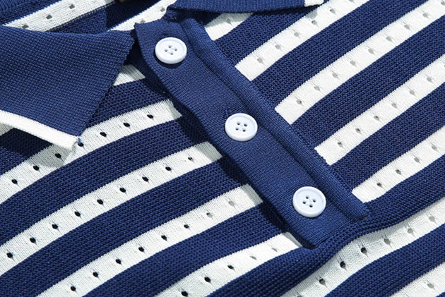 STRIPED SHORT SLEEVE POLO - Aumori