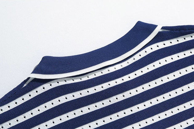 STRIPED SHORT SLEEVE POLO - Aumori