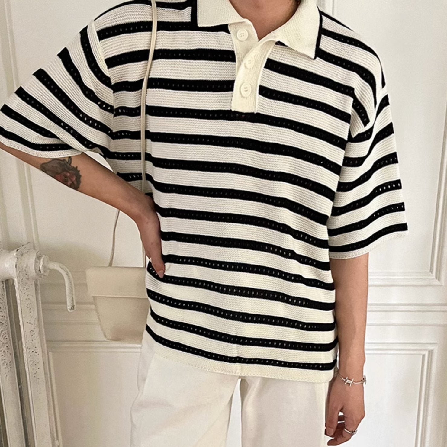 STRIPED SHORT SLEEVE POLO - Aumori