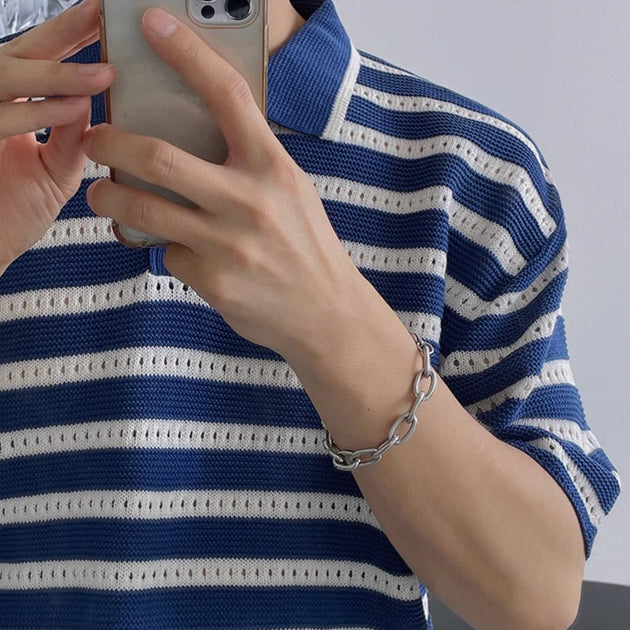 STRIPED SHORT SLEEVE POLO - Aumori