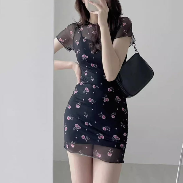 TRANSPARENT FLORAL DRESS - Aumori