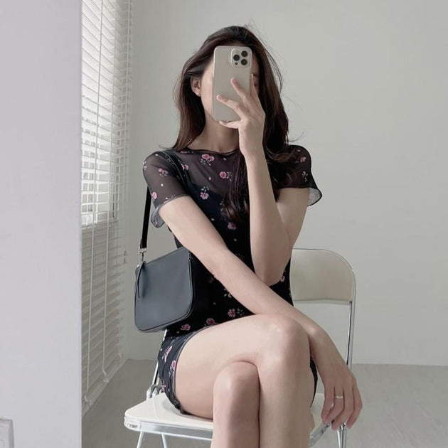 TRANSPARENT FLORAL DRESS - Aumori