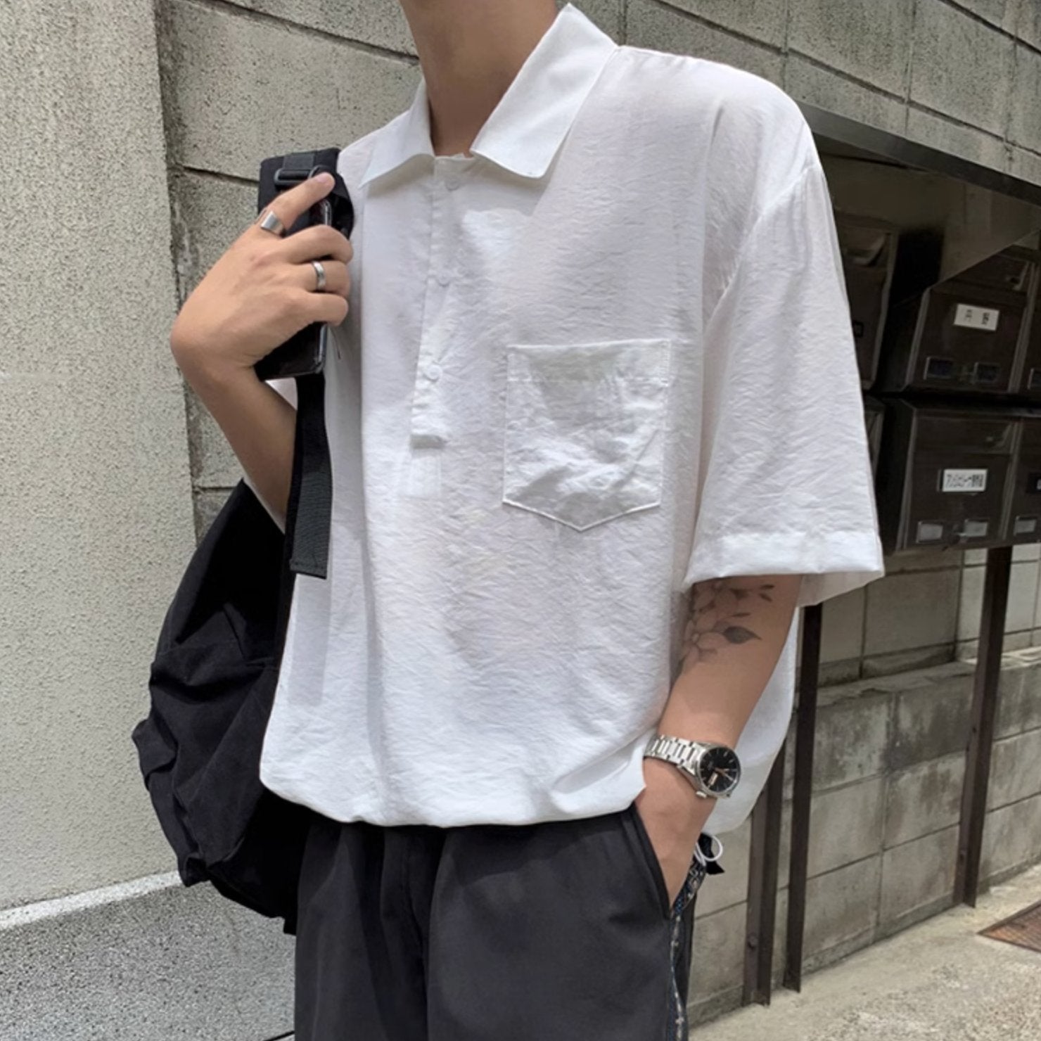 TRI - BUTTON SHORT SLEEVE - Aumori