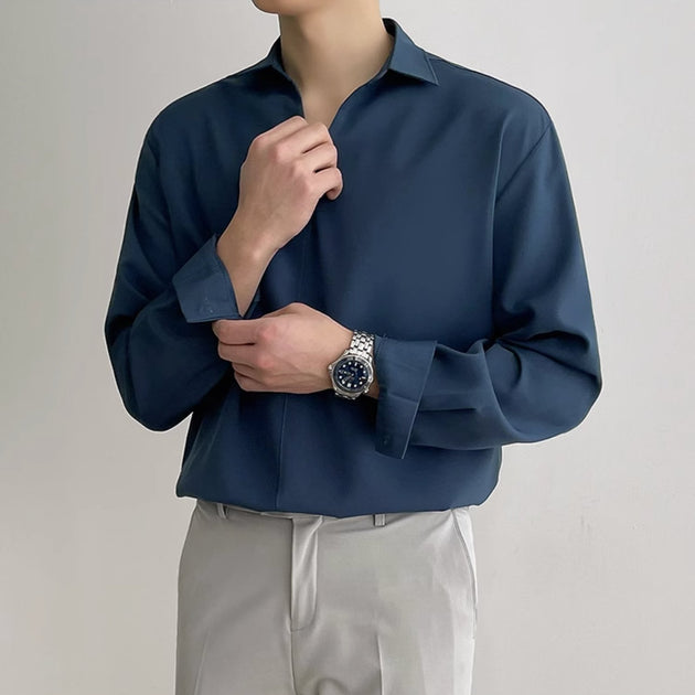 V - NECK COLLAR SHIRT - Aumori