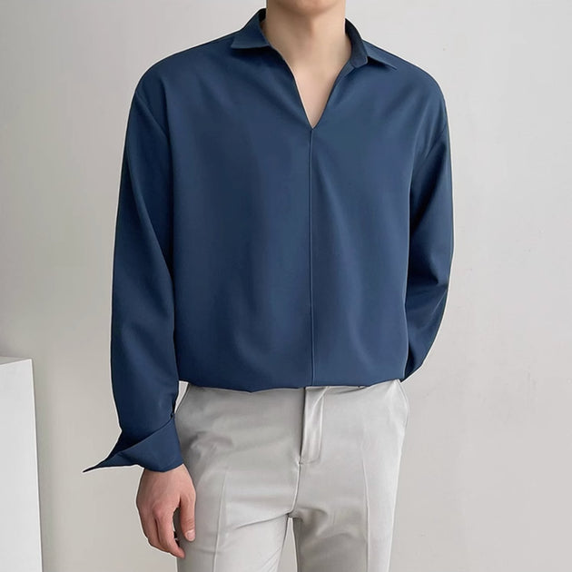 V - NECK COLLAR SHIRT - Aumori