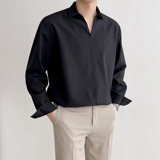 V - NECK COLLAR SHIRT - Aumori