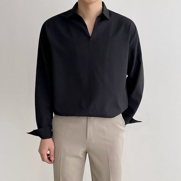 V - NECK COLLAR SHIRT - Aumori