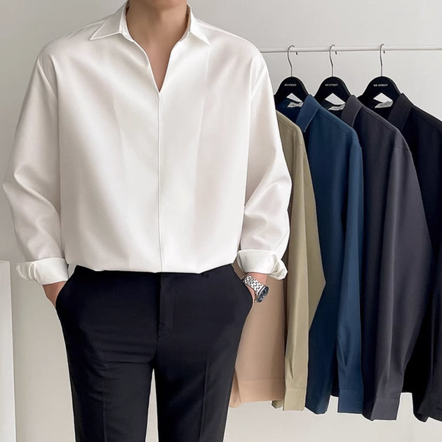 V - NECK COLLAR SHIRT - Aumori