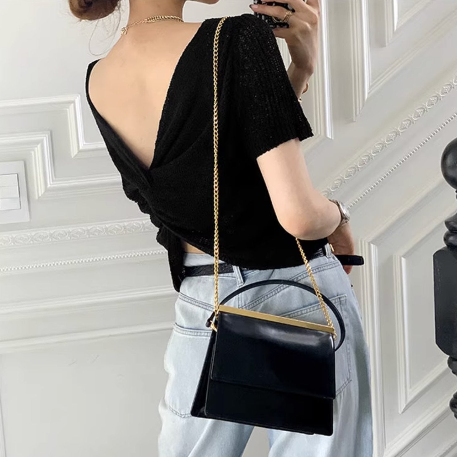 V - NECK KNIT TOP - Aumori