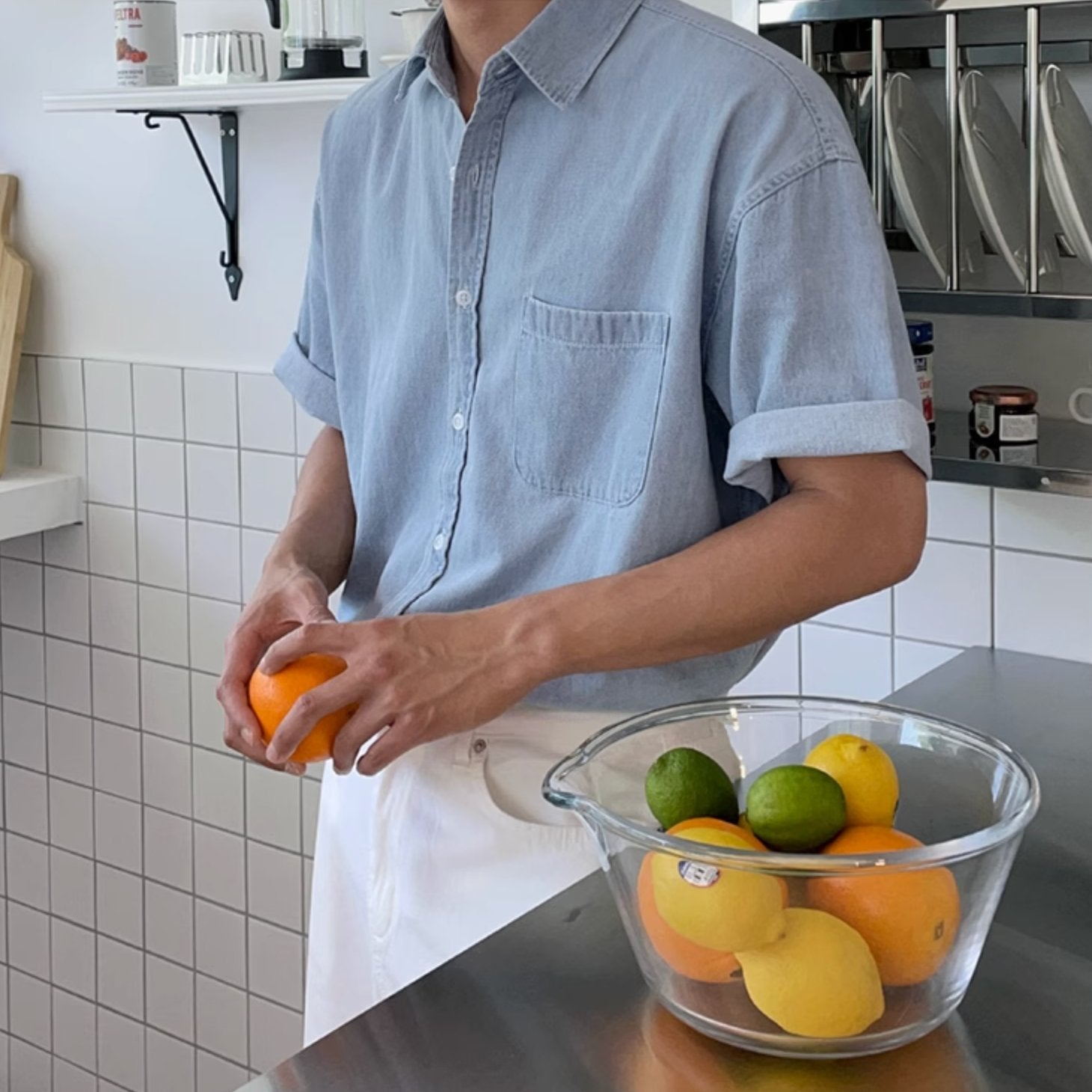 WASHED DENIM SHORT SLEEVE - Aumori