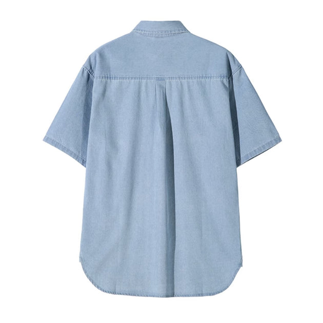 WASHED DENIM SHORT SLEEVE - Aumori
