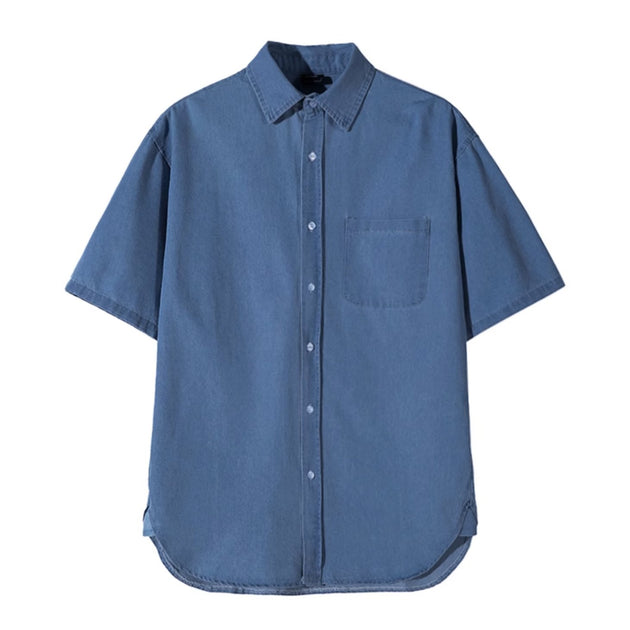 WASHED DENIM SHORT SLEEVE - Aumori