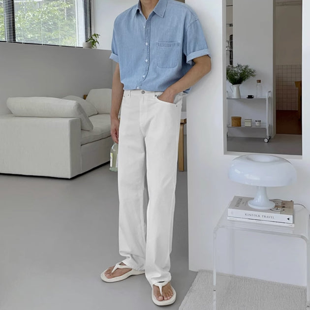 WASHED DENIM SHORT SLEEVE - Aumori