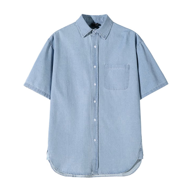 WASHED DENIM SHORT SLEEVE - Aumori