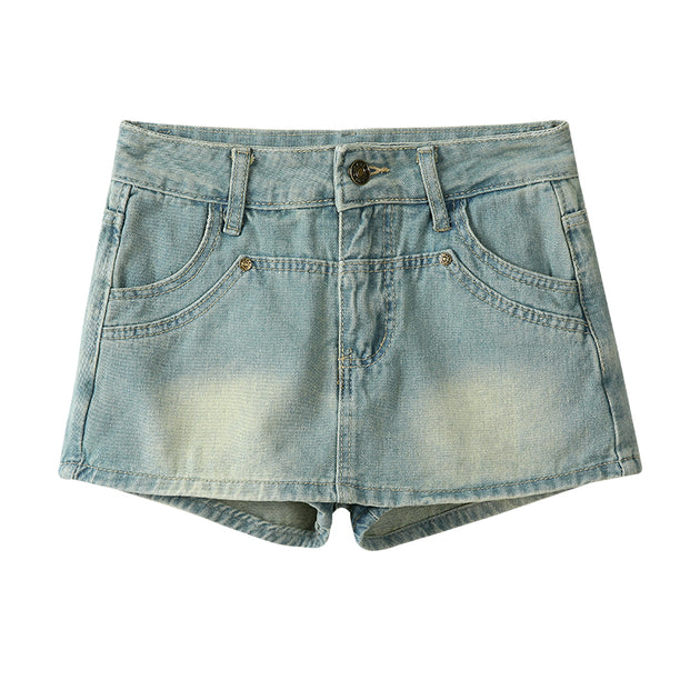 WASHED OUTER DENIM SKIRT - Aumori