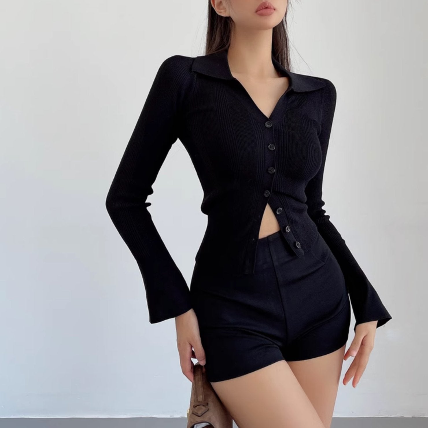 BUTTON COLLAR LONG SLEEVE - Aumori